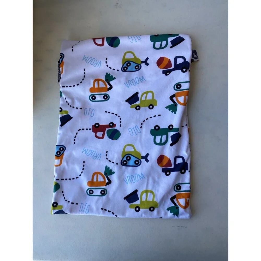 BabyMojos Construction Trucks Vroom Dig Wet Bag Dual Zipper Pockets